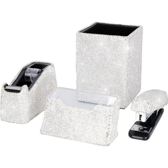 NWT Sparkling Bling Swarovski Crystal Rhinestone Desk Set: Red +  FREE G… - Picture 13 of 16